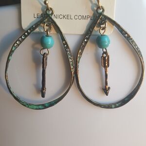 Turquoise and Gold Arrow Drop Earrings